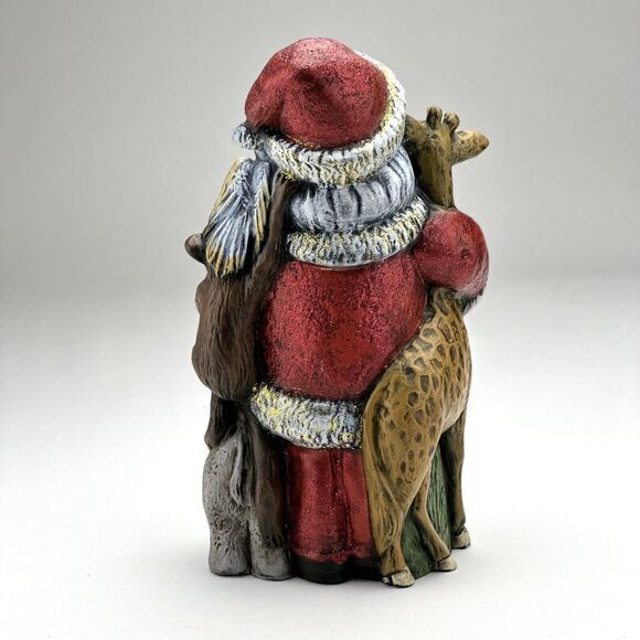 Christmas Santa Claus With Noah Arc Animals‎ Ceramic Signed - Picture 4 of 5